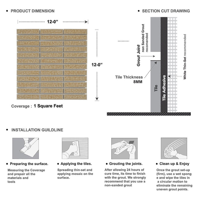 Sample - TDH184MO Crackle Glass Beige Mosaic Tile