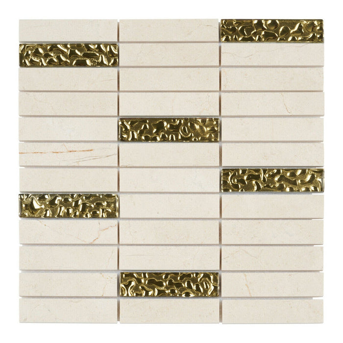 Sample - TDH191MO Natural Stone Glass Beige Mosaic Tile