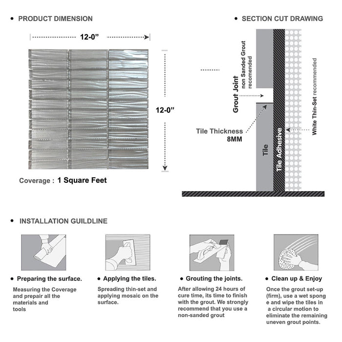 Sample - TDH232MO Metallic Glass Gray Mosaic Tile