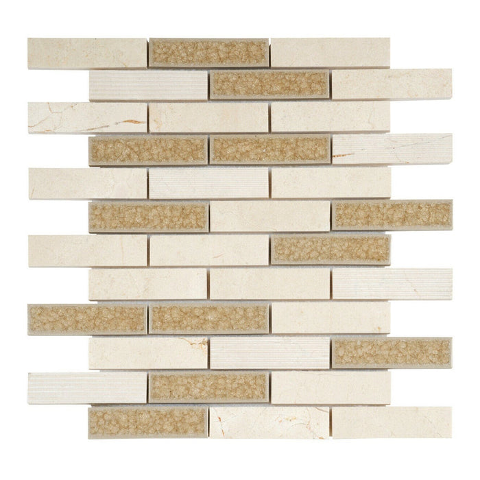 Sample - TDH45MO Natural Stone Glass Beige Mosaic Tile