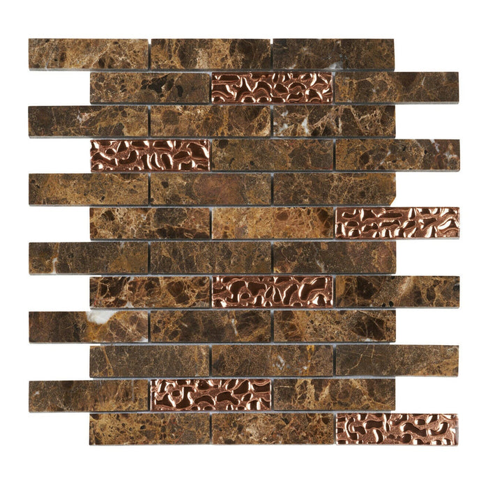 Sample - TDH150MO Natural Stone Glass Emperador Brown Mosaic Tile