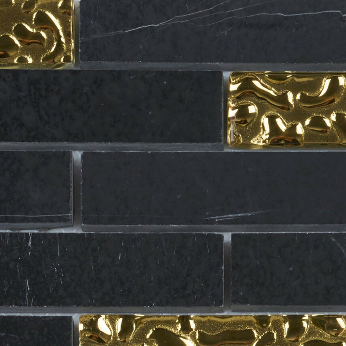 Sample - TDH154MO Natural Stone Glass Black Mosaic Tile