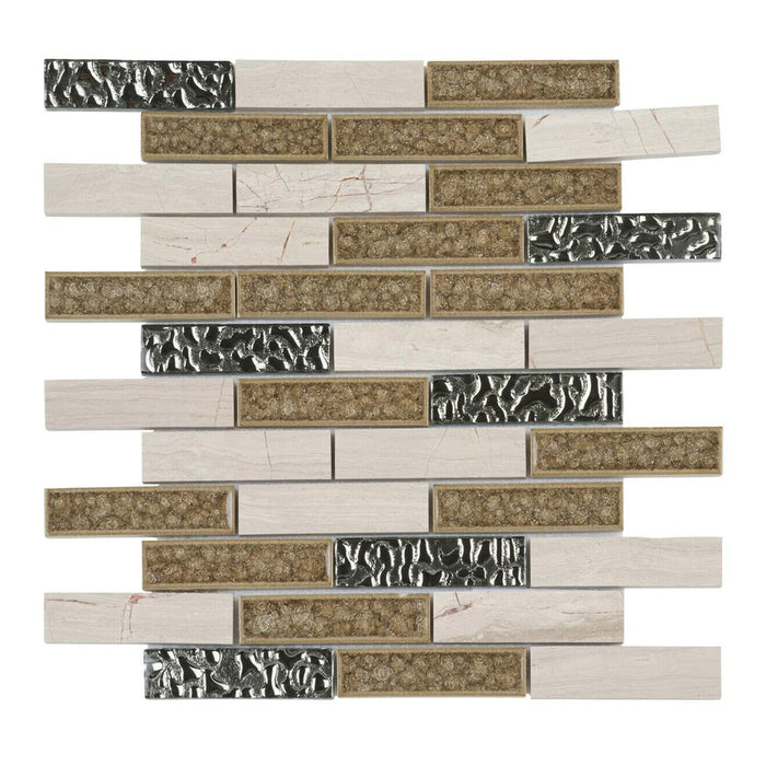 Sample - TDH160MO Natural Stone Glass Beige Mosaic Tile