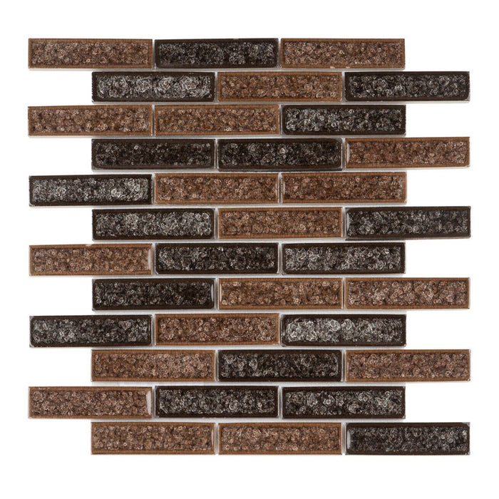 Sample - TDH172MO Crackle Glass Brown Mosaic Tile