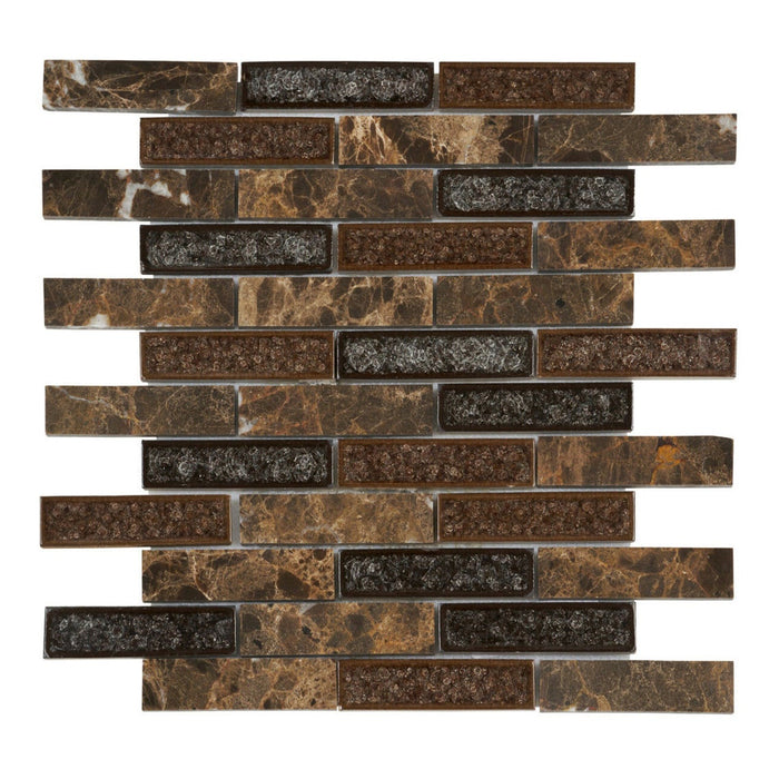 Sample - TDH175MO Natural Stone Glass Emperador Brown Mosaic Tile