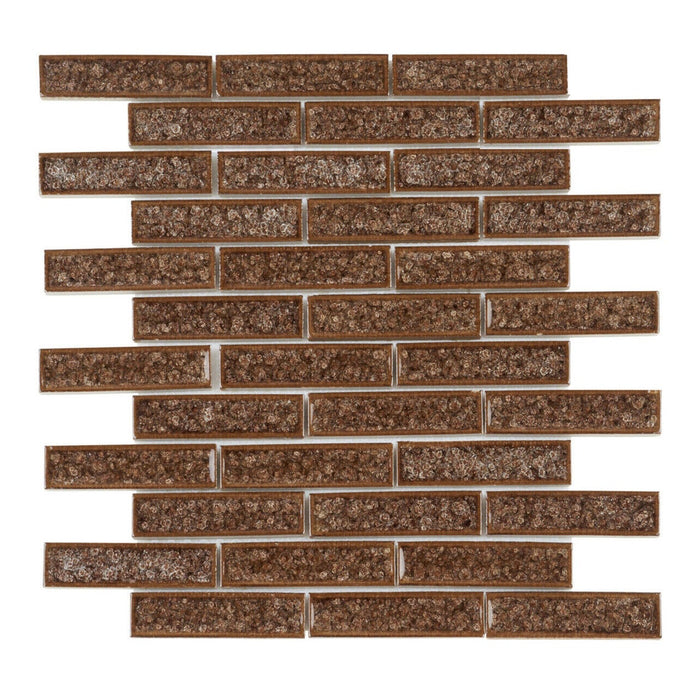 Sample - TDH176MO Crackle Glass Brown Mosaic Tile