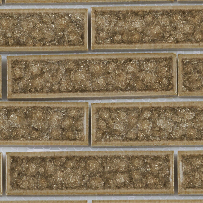 Sample - TDH178MO Crackle Glass Beige Mosaic Tile