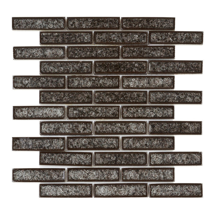 Sample - TDH179MO Crackle Glass Black Mosaic Tile