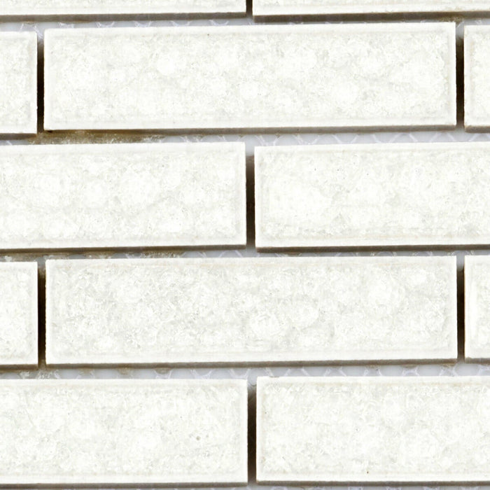 Sample - TDH180MO Crackle Glass White Mosaic Tile
