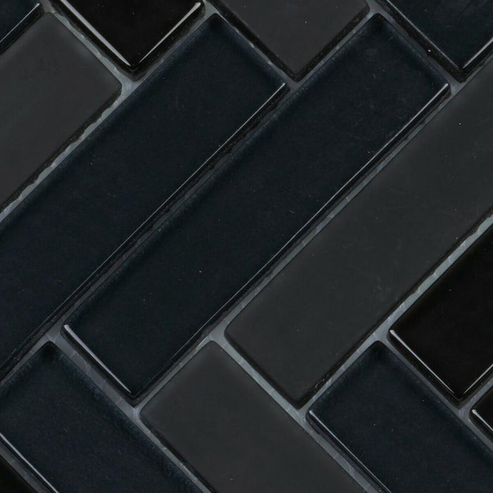 Sample - TDH70MO Crystal Glass Black Mosaic Tile