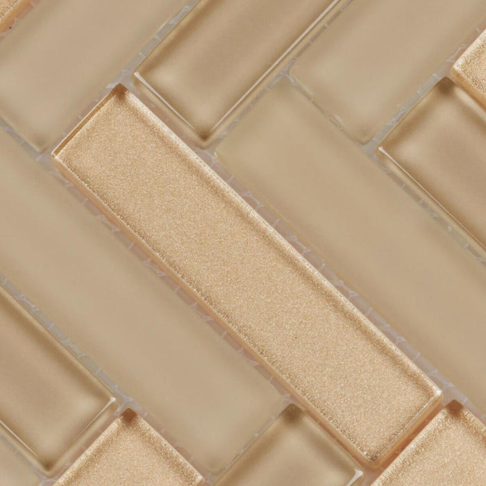 Sample - TDH71MO Crystal Glass Beige Mosaic Tile