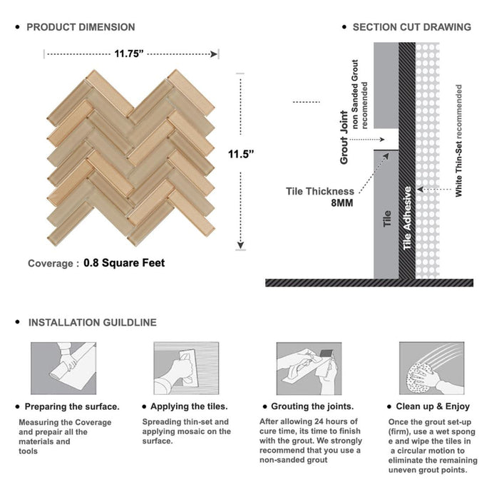 Sample - TDH71MO Crystal Glass Beige Mosaic Tile