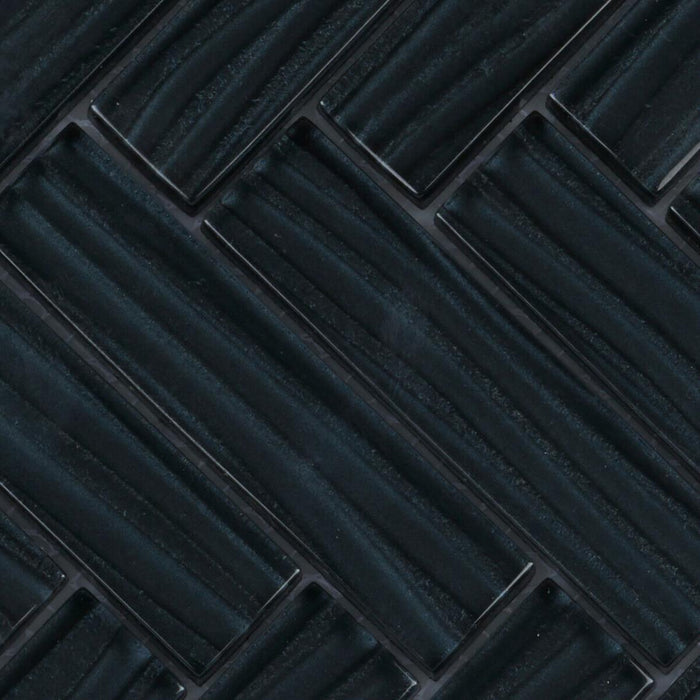 Sample - TDH80MO Metallic Glass Black Mosaic Tile
