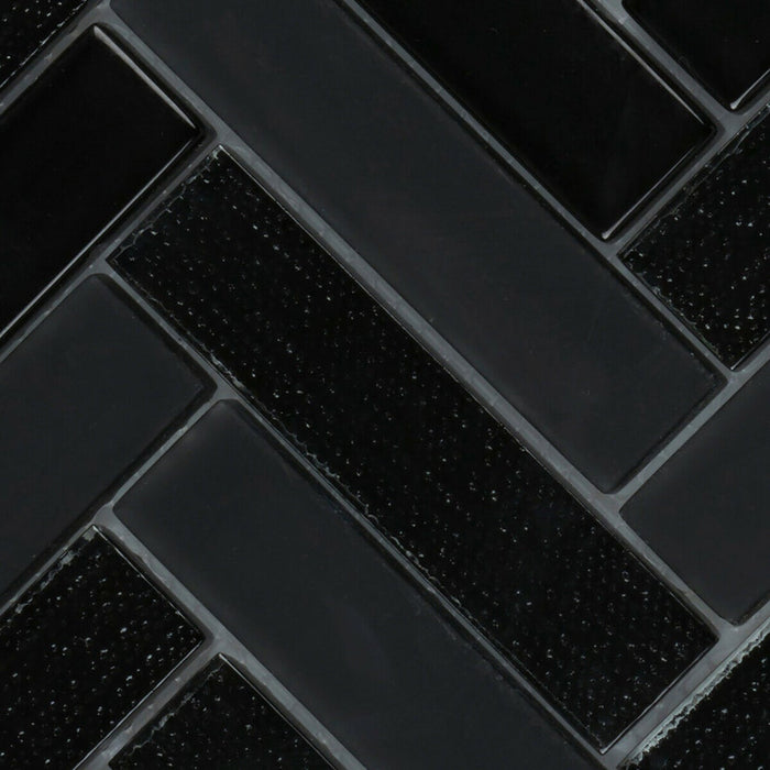 Sample - TDH90MO Glass Black Mosaic Tile