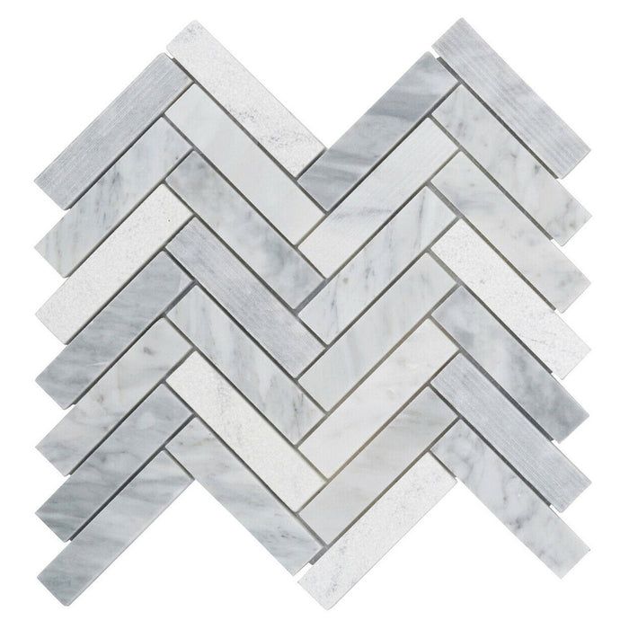 Sample - TDH95MO Natural Stone Carrara White Marble Mosaic Tile