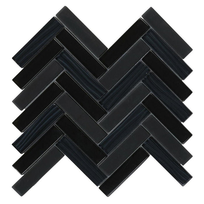 TDH104MO Glass Black Mosaic Tile