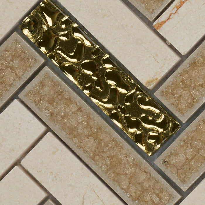 Sample - TDH162MO Natural Stone Glass Beige Mosaic Tile