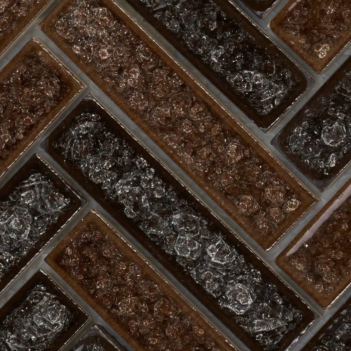 TDH170MO Crackle Glass Brown Mosaic Tile
