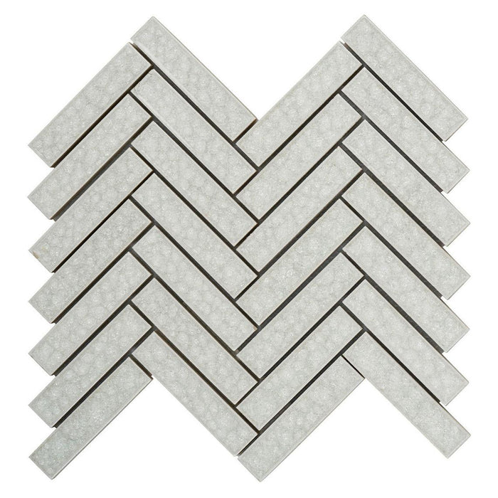 Sample - TDH186MO Crackle Glass White Mosaic Tile