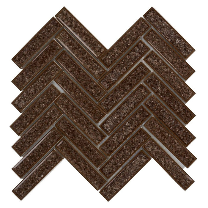 Sample - TDH190MO Crackle Glass Brown Mosaic Tile