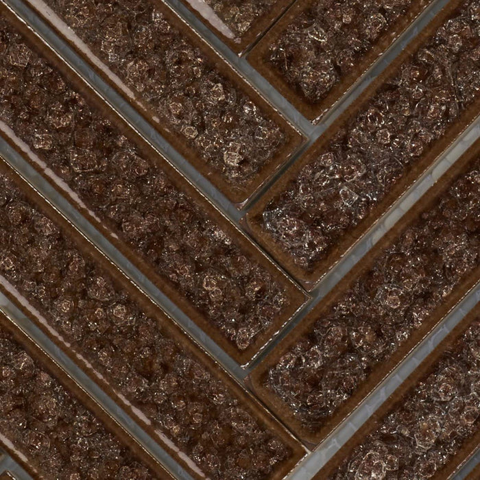 Sample - TDH190MO Crackle Glass Brown Mosaic Tile