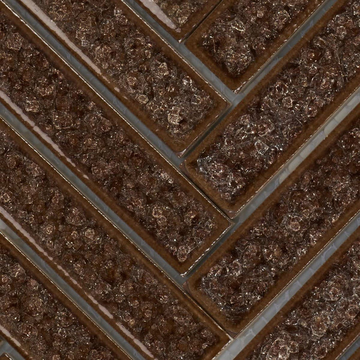 TDH190MO Crackle Glass Brown Mosaic Tile