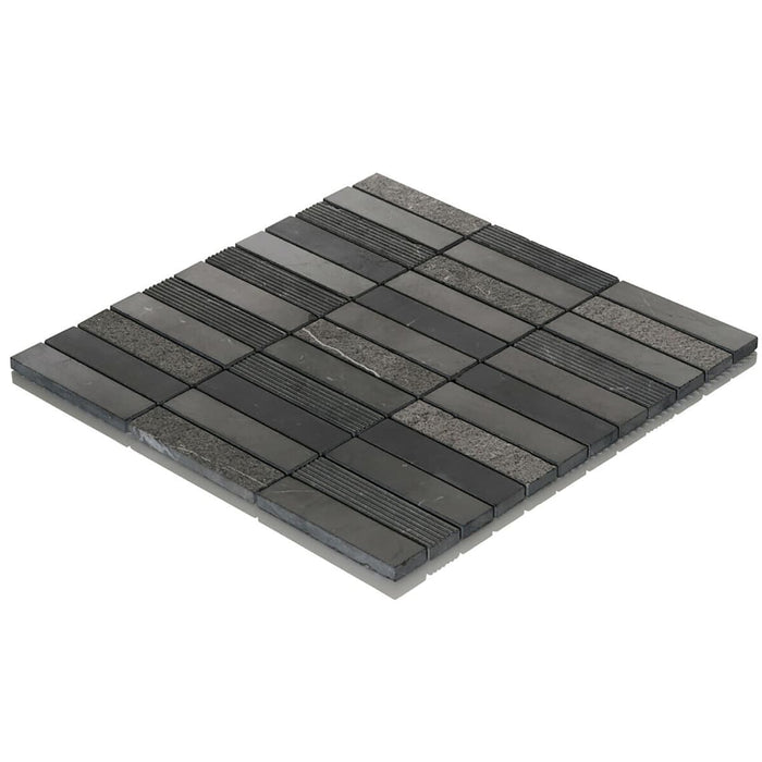 Sample - TDH53MO Natural Stone Black Gray Mosaic Tile
