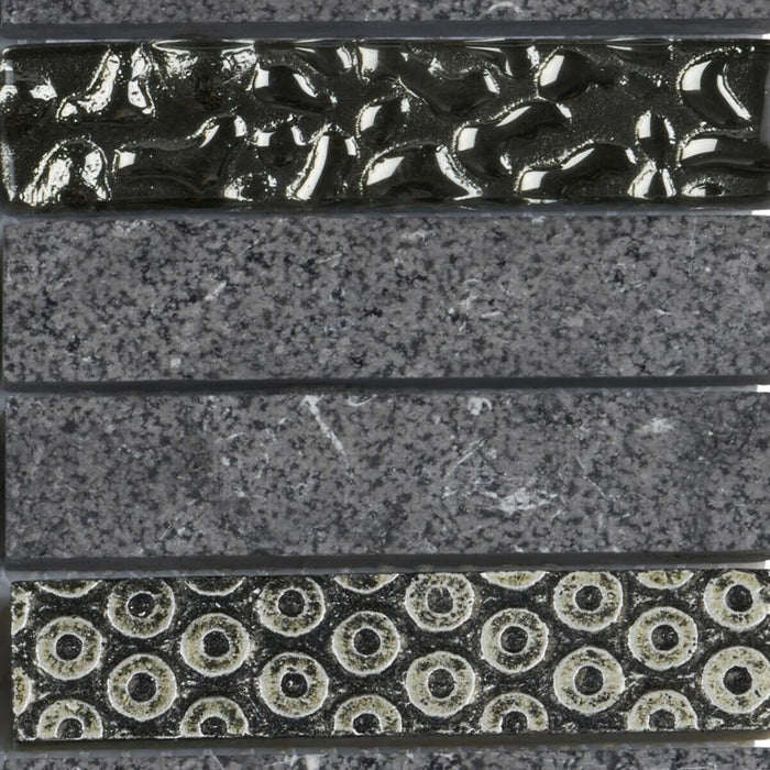 Sample - TDH128MO Natural Stone Glass 3D Art Deco Gray Mosaic Tile