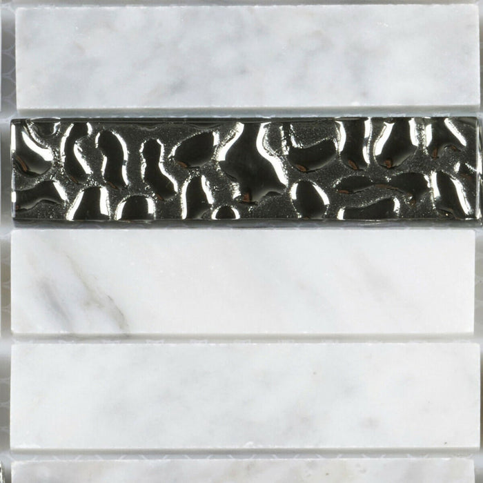 Sample - TDH141MO Natural Stone Glass Carrara White Marble Mosaic Tile