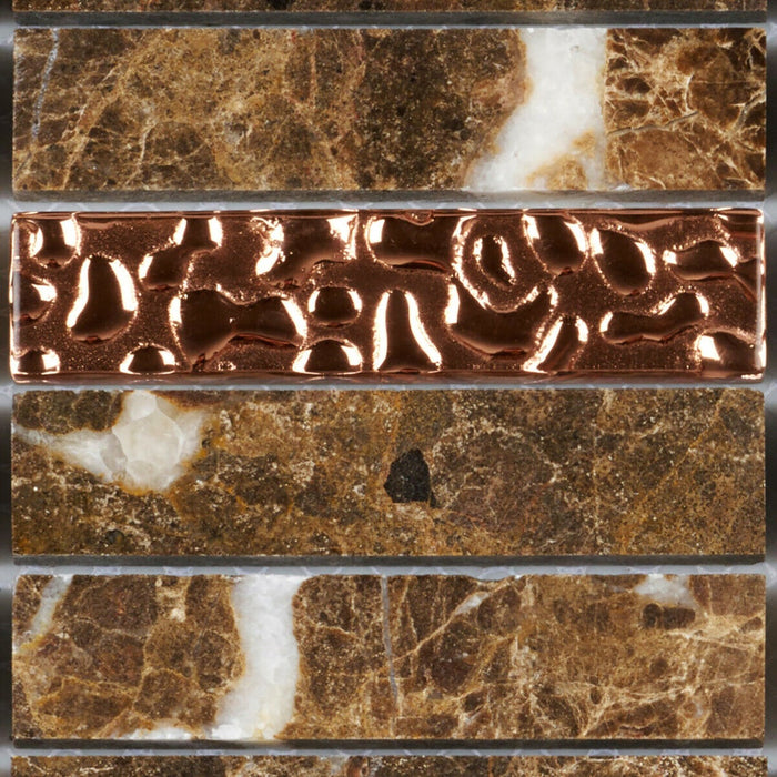 Sample - TDH149MO Natural Stone Glass Emperador Brown Mosaic Tile