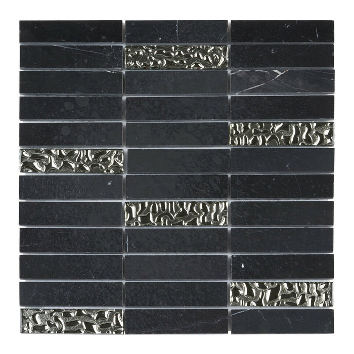 Sample - TDH152MO Natural Stone Glass Black Mosaic Tile