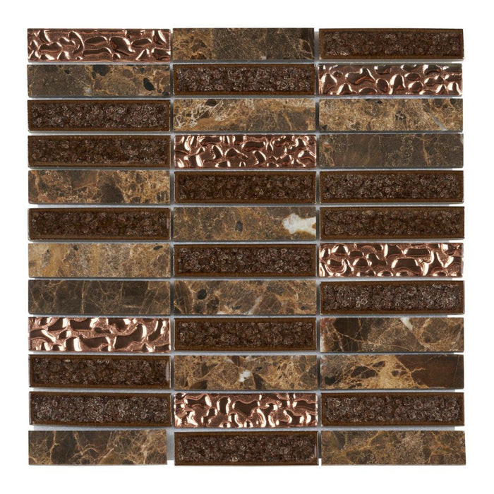 Sample - TDH165MO Natural Stone Glass Emperador Brown Mosaic Tile