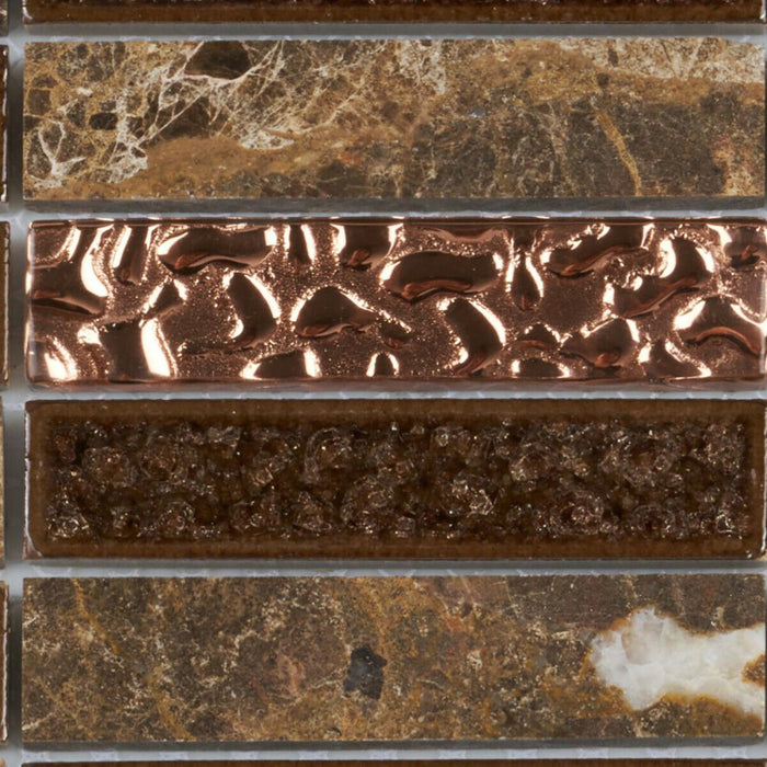 Sample - TDH165MO Natural Stone Glass Emperador Brown Mosaic Tile