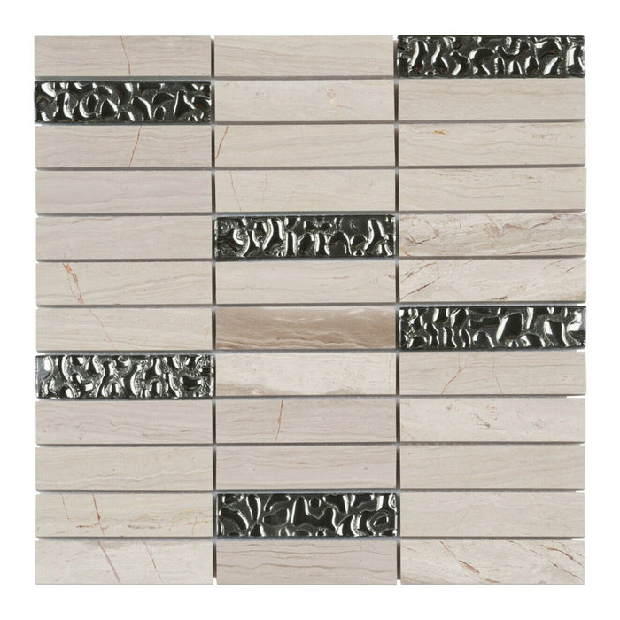 Sample - TDH168MO Natural Stone Glass Beige Mosaic Tile