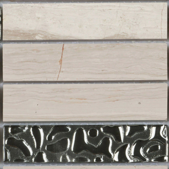 Sample - TDH168MO Natural Stone Glass Beige Mosaic Tile