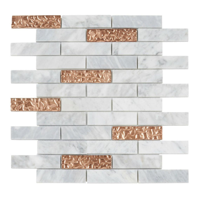 Sample - TDH145MO Natural Stone Glass Carrara White Marble Mosaic Tile