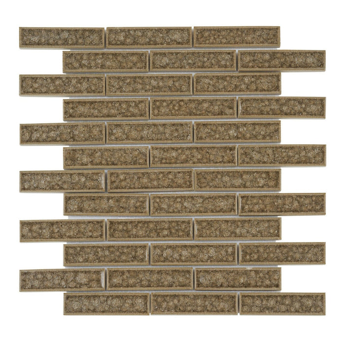 Sample - TDH178MO Crackle Glass Beige Mosaic Tile