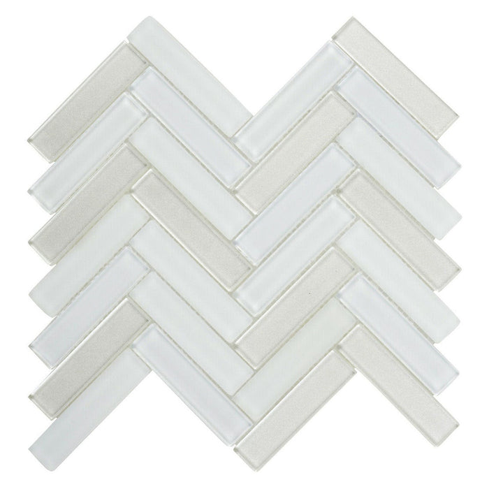 Sample - TDH69MO Crystal Glass White Mosaic Tile