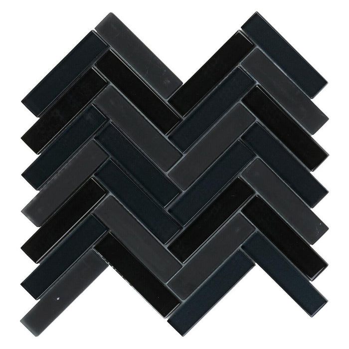 Sample - TDH70MO Crystal Glass Black Mosaic Tile