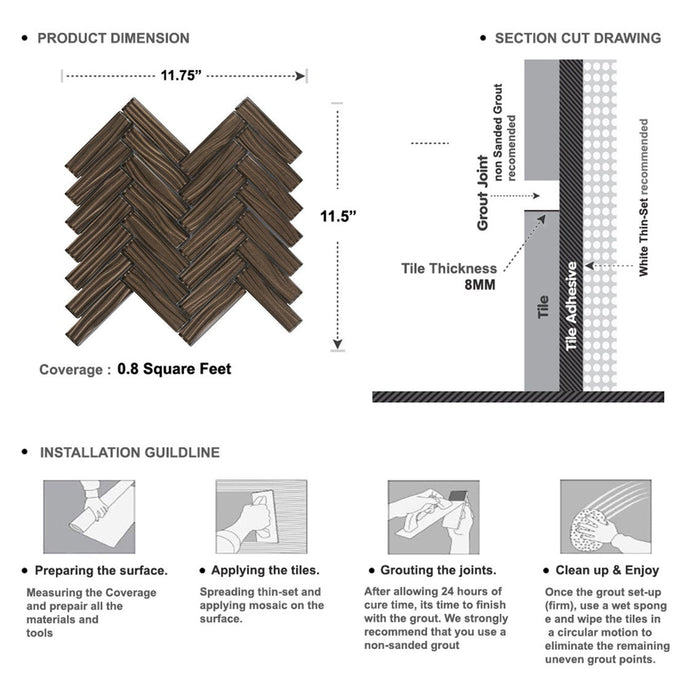 Sample - TDH83MO Metallic Glass Brown Mosaic Tile