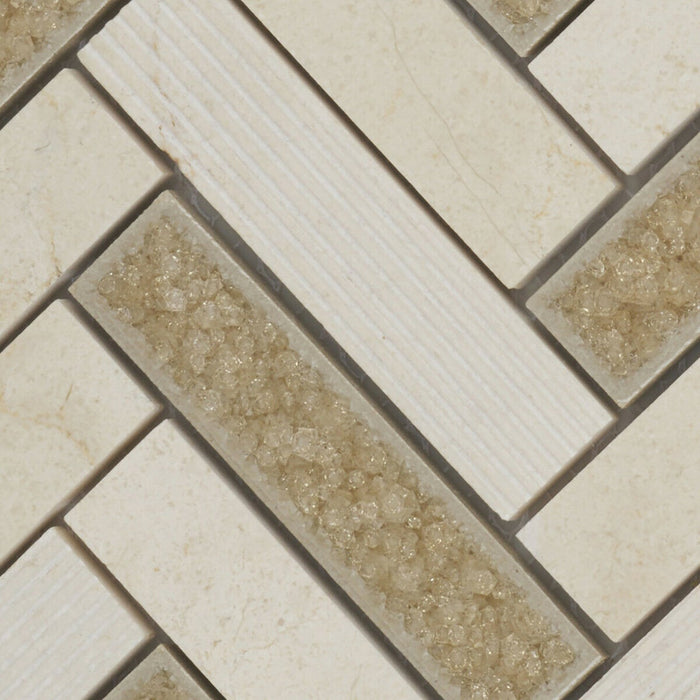 Sample - TDH86MO Natural Stone Glass Beige Mosaic Tile