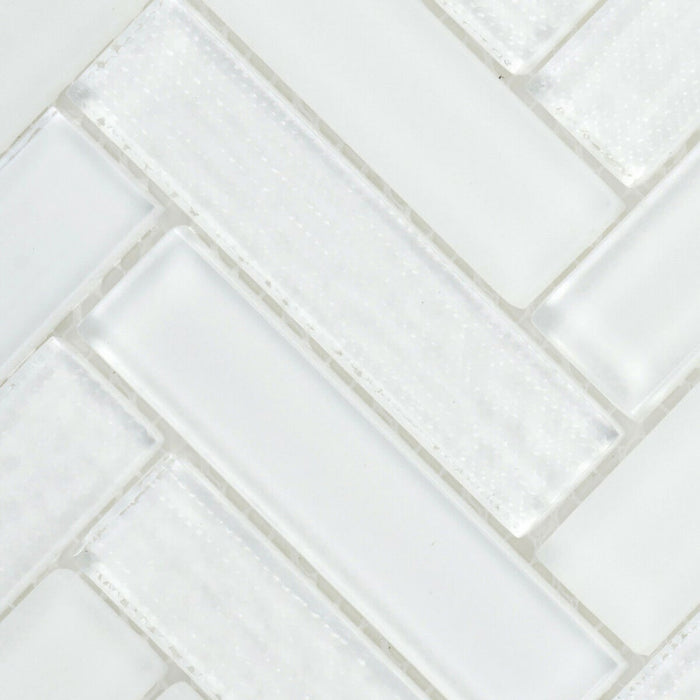 Sample - TDH89MO Crystal Glass White Mosaic Tile