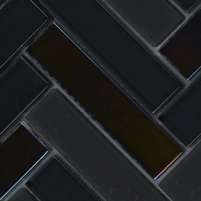 Sample - TDH108MO Glass Black Mosaic Tile