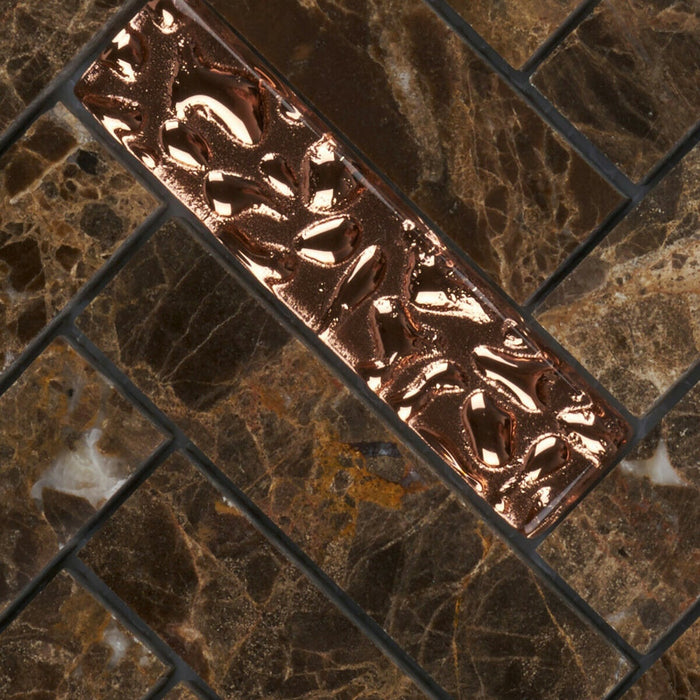 TDH148MO Natural Stone Glass Emperador Brown Mosaic Tile