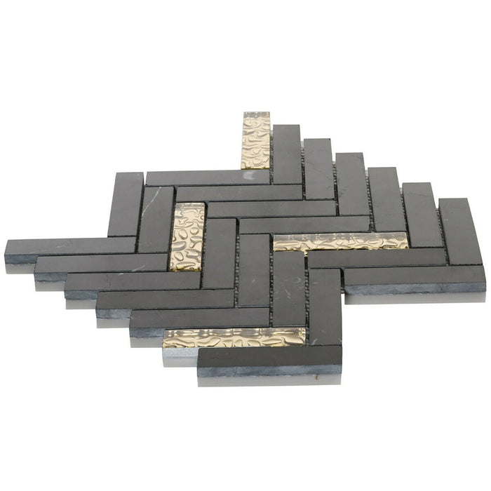 Sample - TDH155MO Natural Stone Glass Black Mosaic Tile