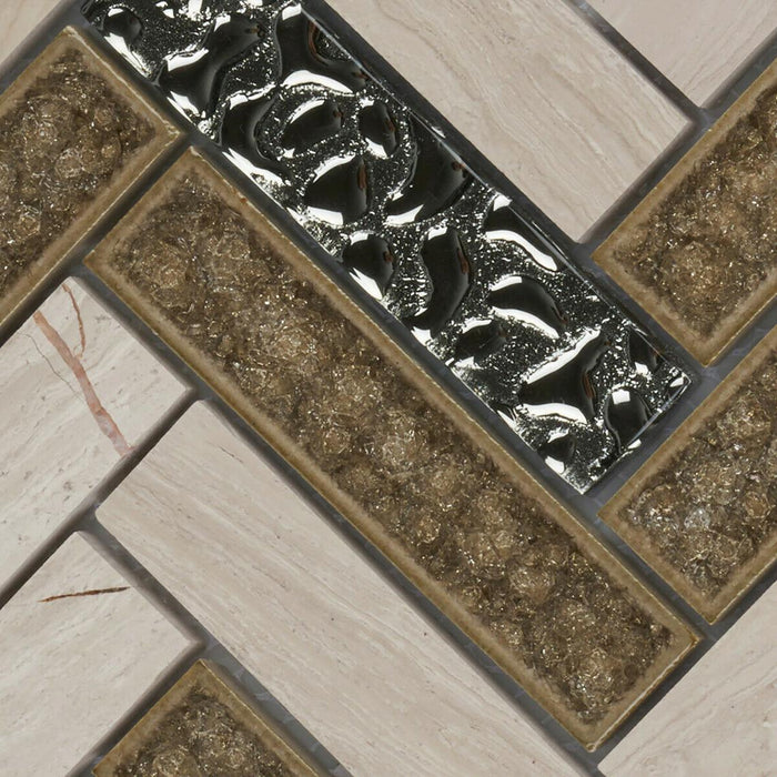 Sample - TDH161MO Natural Stone Glass Beige Mosaic Tile