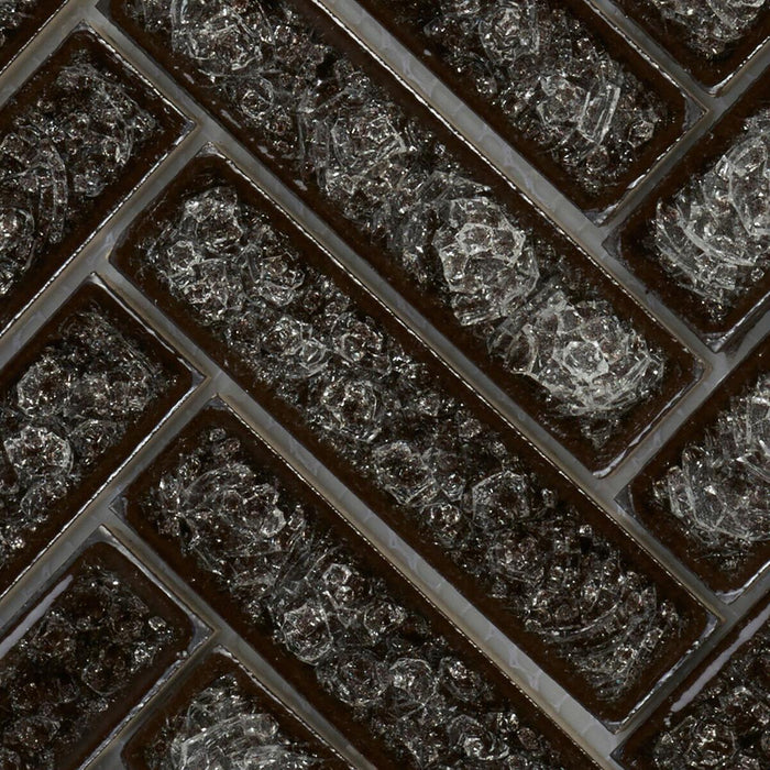 TDH187MO Crackle Glass Black Mosaic Tile