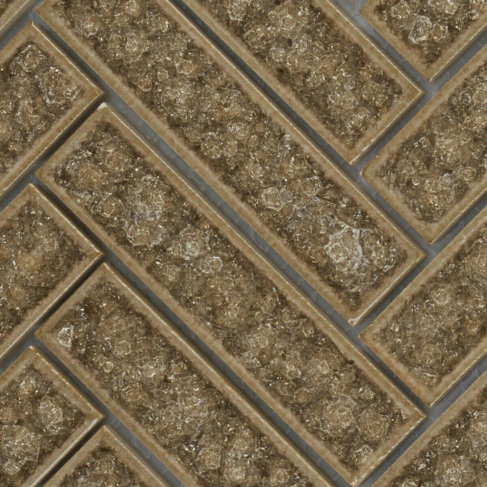 Sample - TDH188MO Crackle Glass Beige Mosaic Tile