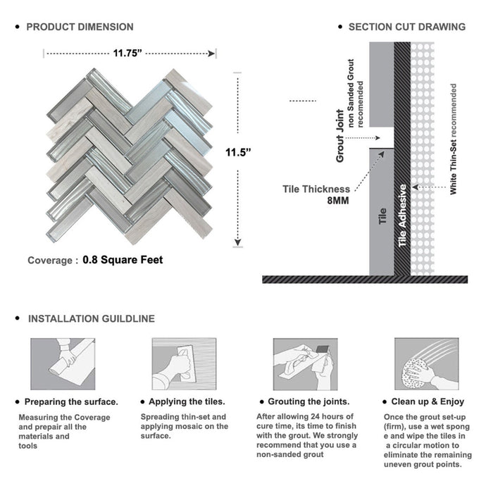 Sample - TDH228MO Natural Stone Glass Taupe Gray Mosaic Tile