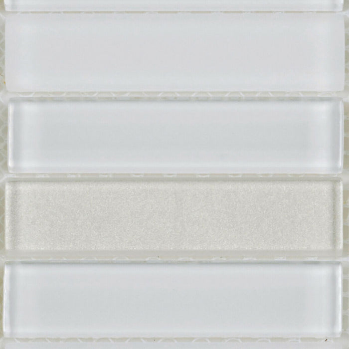 TDH197MO White Crystal Glass Blended with Frosted Glass Mosaic Tile